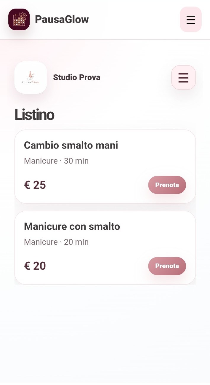 Listino trattamenti PausaGlow